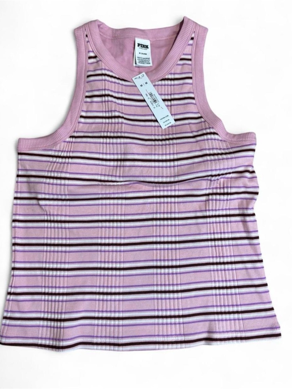 PINK Victoria's Secret Lavender & Purple Striped Rib Tank
